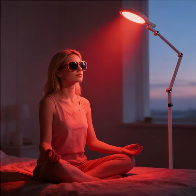 Light Therapy Lamp, 2-in-1 Sunlight & Red Light Therapy Lamp, UV-Free Sun Lamp,Adjustable Brightness & Color Temperature for Reading and Relaxation in Bedroom. (Classic White)