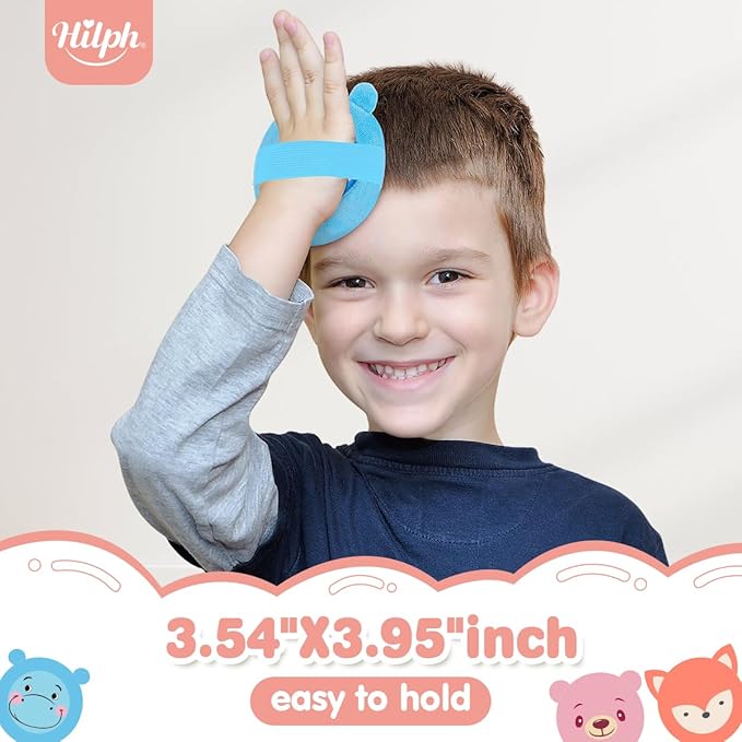 Hilph Kids Ice Packs for Boo Boos, Reuable Kids Hot Cold Packs with Cover and Handheld Straps for Pain Relief, Toddler Animal Ice Packs for Bumps, Swelling, Wisdom Teeth (3 Packs)
