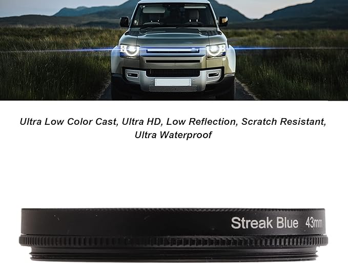 Zyyini Blue Streak Special Effects Filter, 46mm, Aluminum Alloy, Optical Glass, Blue, Prism Effect