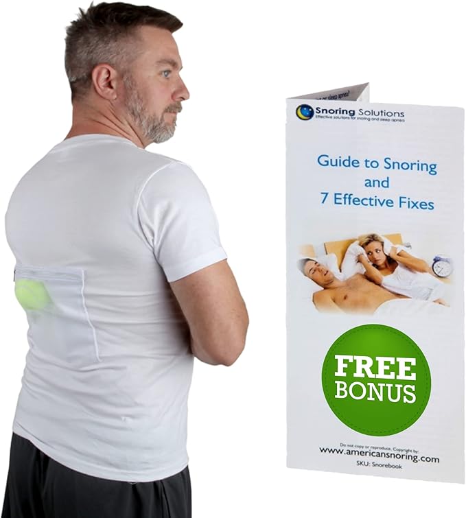Stop Snoring T-Shirt - Snore Stopper - Most Comfortable Snoring Aid. Health Expert Recommended for Back Snorers! Eliminates Snoring by adjusting your sleeping position. Guide to Snoring Ebook