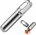 Stainless Steel Pill Box Keychain, Protable Pill Box Keychain Medicine Case Bottle, Waterproof Metal Pocket Pill Holder Medicine Bottle for Outdoor Camping Travel (M)