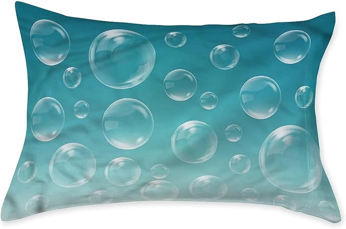 XISUNYA Decorative Bedding Sheet Set Twin Size, Aqua Deep Pockets Fitted Sheet & 2 Pillowcases Set(No Flat Sheet), Dreamy Air Filled Bubble Forms Print Microfiber 3pc Bed Sheets Set