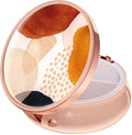 Rouidr Pill Box, 3 Compartment Medicine Pill Case, Small Metal Travel Medicine Box for Purse & Pocket, Rose Gold, Simple Abstract Art