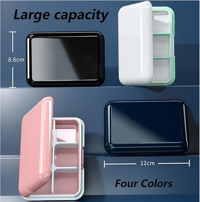 Pill Box Waterproof Travel Pill Case Portable Daily Pill Container Pill Holder Purse 6 Compartments Pocket Compact Medicine Organizer for Vitamin,Fish Oils,Supplements,Medication (Large White)