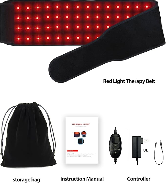 Red Light Therapy for Body 21.6''*6.8'' Infrared Light Therapy Belt with Soft Lycra FSA Eligible HSA Flexible Light Pad for Back Waist Belly Knee Joint Muscle Repair Gift, 660nm & 850nm Max21W