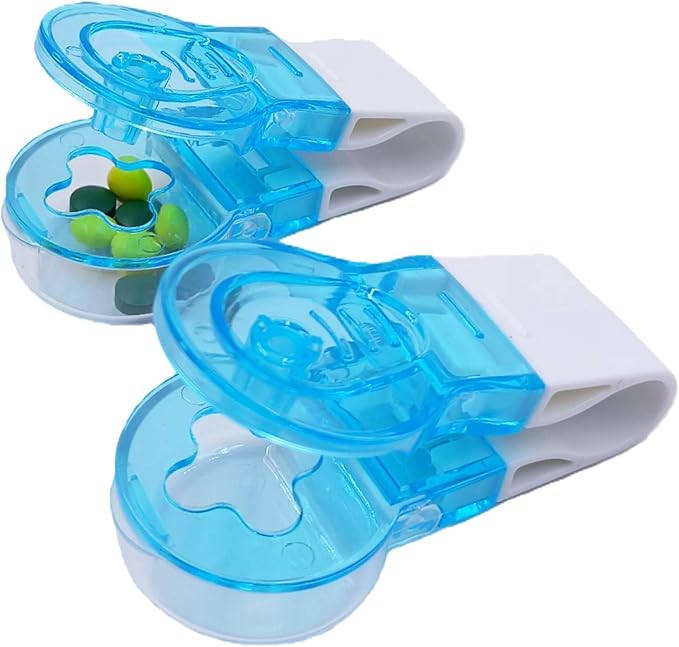 2 Pcs Blue Pill Popper Extractor Tool, Blister Pack Opener, Portable Tablet Dispenser with Storage Case, Easy Push Medicine Remover Aid for Travel, Elderly & Arthritis (Blue)