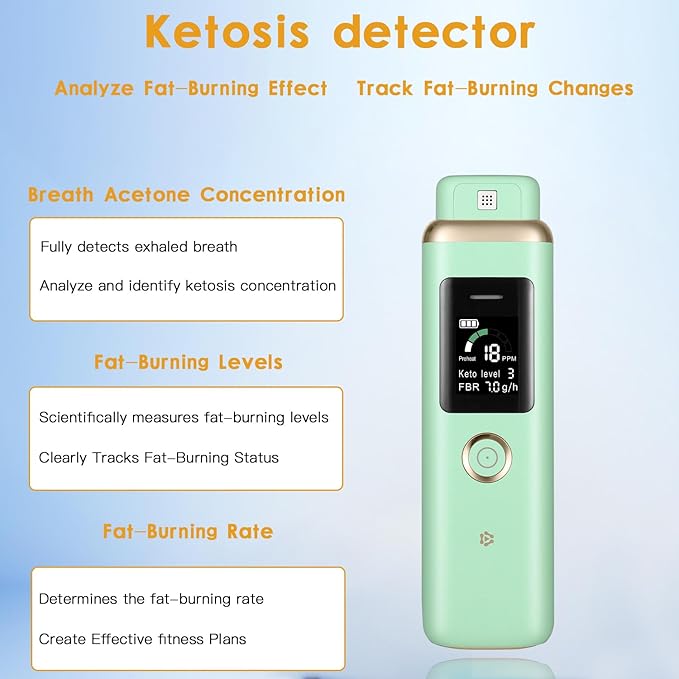 Professional Ketosis Meter Accuracy Ketosis Breath Analyzer Upgraded Ketone Breath Monitors Analyzer for Tracking Your Ketones – Breath Ketosis Tester for Keto Lifestyle & Fitness Goals