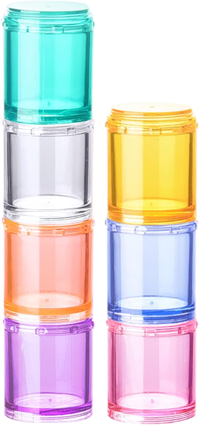 Stackable Pill Organizer, 7-Days Travel Pill Case, Pill Box for Pocket, Portable Medicine Vitamin Container Holder Large Rainbow