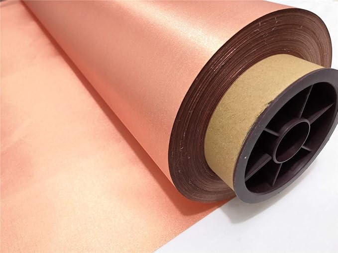 Copper Fabric Blocking RFID/RF-Reduce EMF/EMI Protection Conductive Fabric for Smart Meters Prevent from Radiation/Singal/WiFi Golden Color 78"x43" inch with Free 20" L Conductive Adhesive Tape