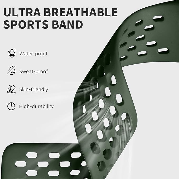 Getino Compatible with Fitbit Charge 5 Bands/Charge 6 Bands Women Men, Soft Comfortable Breathable Replacement Strap Adjustable Sport Wristbands for Fitbit Charge 5/ Charge 6 Accessories, Dark Green