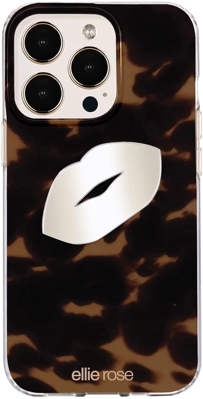 Ellie Rose Mirror Decal for Smartphone, Stick-On Lips Mirror Phone Charm Sticker