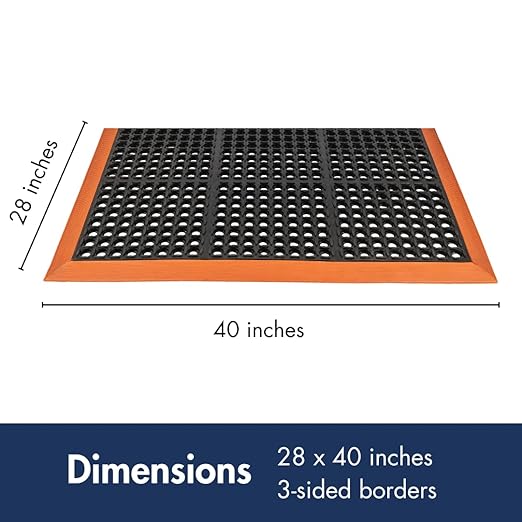 NoTrax Safety Stance Rubber Non Slip Drainage Mat - Yellow/Black 28" x 40" Heavy-Duty Anti Fatigue Mats with 3 Sided Beveled Edges and Ergonomic Support - 549S2840YB