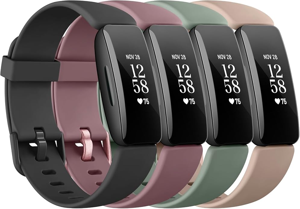 4 Pack Bands Compatible with Fitbit Inspire 2 Bands for Women Men, Adjustable Replacement Sport Wristbands Straps for Fitbit Inspire 2 / Ace 3