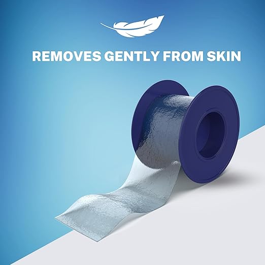 Niveus Gentle Silicone Tape Strips - Dentist Developed, Clear Soft Perforated Silicone Adhesive, FSA HSA Approved, for Sensitive Skin (1 Blue Tape Roll)