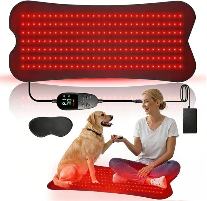 Red Light Mat for Body, 31.5" x 14" Large Red Light Pad,210LEDs 660nm&850nm Red & Near Infrared Light 5 Brightness and 5 Time Settings for Legs, Back, Waist, Shoulders Neck Black