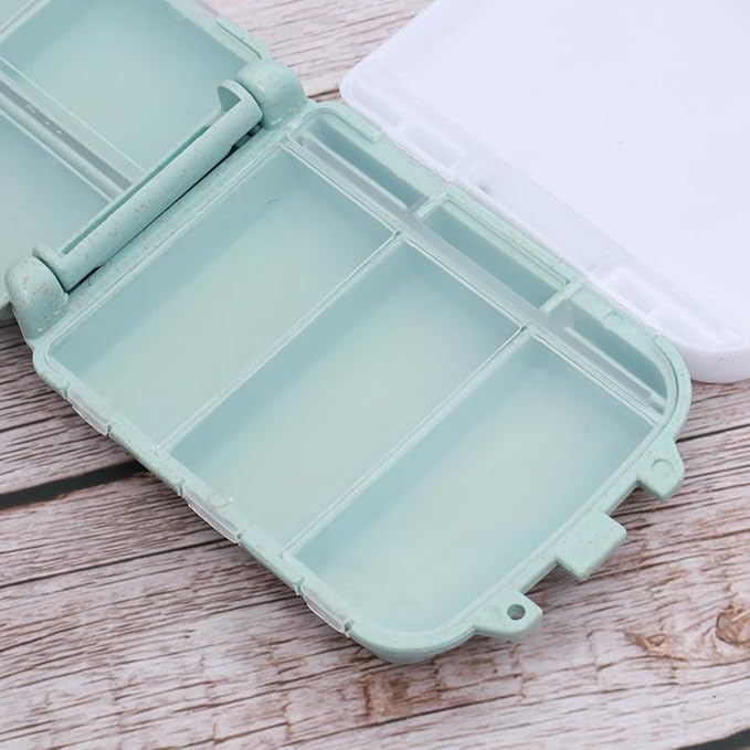 Cabilock Portable Medicine Box 2-Pack Foldable 3-Layer Pill Organizer with 8 Compartments Compact Travel Case for Daily Medication Vitamins and Supplements Storage