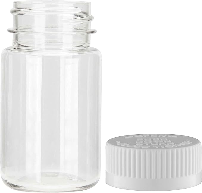4 Empty Clear Plastic Pill Bottles Medicine Container Vitamin Capsule Holder 2oz
