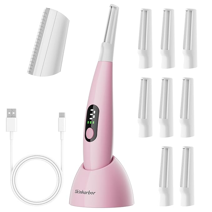 Sonic Dermaplane Razor for Women Face,Women’S Facial Exfoliation & Peach Fuzz Hair Removal System,Anti-Aging–3 Speeds–8 Dermaplaning Blades–Rechargeable,Sonic Dermaplaning Tool