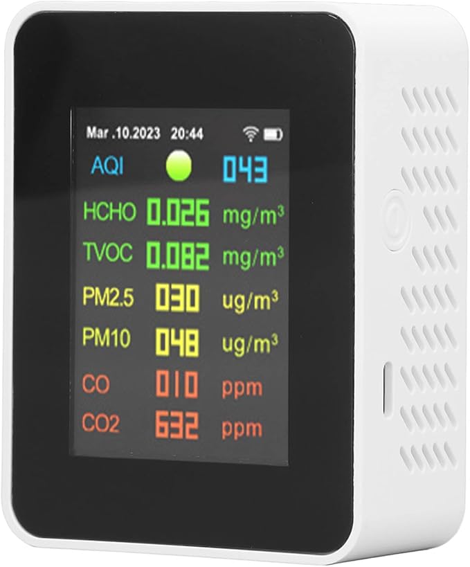 Multifunctional Air Quality Monitor Color LCD Display Indoor Pollution Detector for Home Office Car and School Air Testing