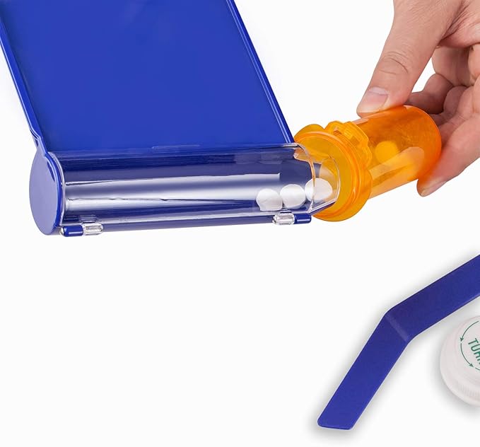 Medarchitect Right Hand Pill Counting Tray with Spatula (Blue - L Shape)
