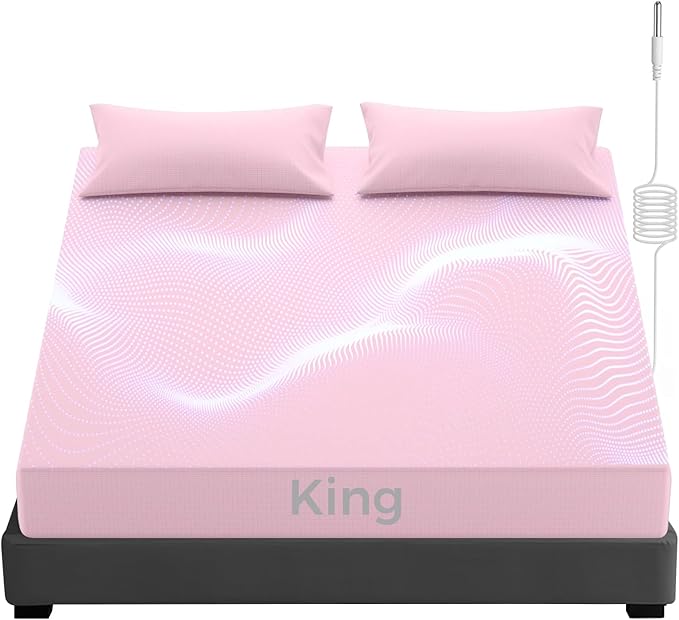 Grounding Sheets King Size, Earthing Fitted Sheets, 95% Cotton 5% Pure Silver Fiber, Grounded Sheets with Grounding Cord, Conductive Earthing Bed Sheet Grounding Cover for Better Sleep (Pink, King)