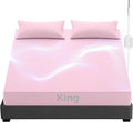 Grounding Sheets King Size, Earthing Fitted Sheets, 95% Cotton 5% Pure Silver Fiber, Grounded Sheets with Grounding Cord, Conductive Earthing Bed Sheet Grounding Cover for Better Sleep (Pink, King)