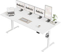Agilestic Electric Standing Desk, 71 x 24 Inches Height Adjustable Desk, Sit Stand up for Work Office Home, Ergonomic Rising Computer Table with Memory Preset, White
