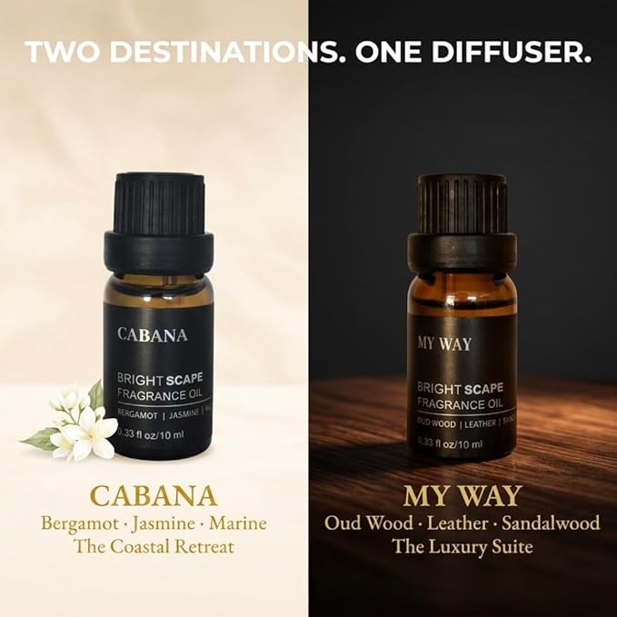 Apex Starter Set — Waterless Aromatherapy Diffuser + 2 Fragrance Oils | Cold Air Nebulizing | Cabana & My Way 0.33 fl oz| No Water No Heat | Pristine White