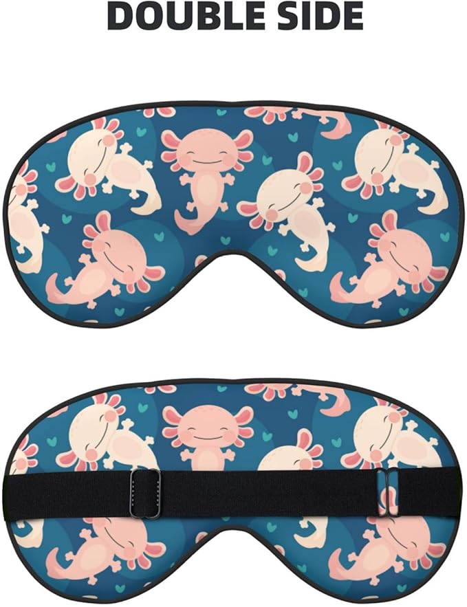 Axolotl Kawaii Sleep Mask Eye Mask with Adjustable Strap Eye Sleep Shade Cover Blocks Light for Women Men Airplane Travel Nap