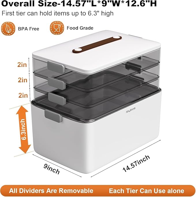 funest 4-Tier XL Medicine Organizer with Leather Handle - Portable Pill Case & Empty First Aid Kit with Removable Trayfor Home, Travel, RV, School, Dorm, White