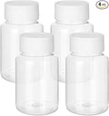 4Pcs Clear Pill Bottles, Empty Plastic Medicine Bottles, Reagent Bottle with Caps, Small Travel Pill Case, Chemical Containers for Liquid Solid Powder (30ML)