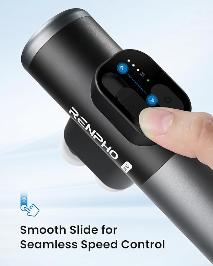 RENPHO Duo Mini Massage Gun with Double Heads, Deep Tissue Back Massager, 3 Modes with Seamless Speed Handheld Neck Massage Gun for Travel