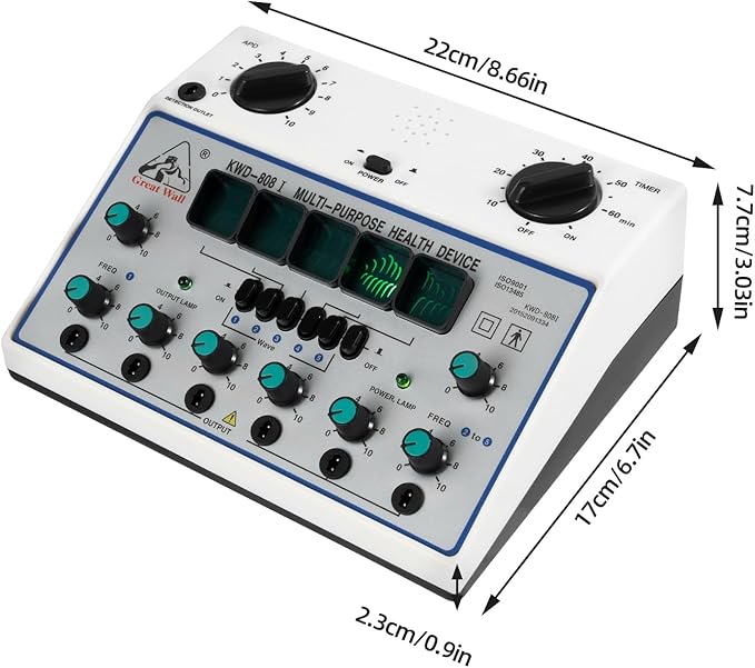 KWD-808I Electric Acupuncture Stimulator Machine - 6 Output Professional Electrotherapy Device with Acupoint Detection, 5 Waveforms & Dual Power Supply for Home Pain Relief Treatment