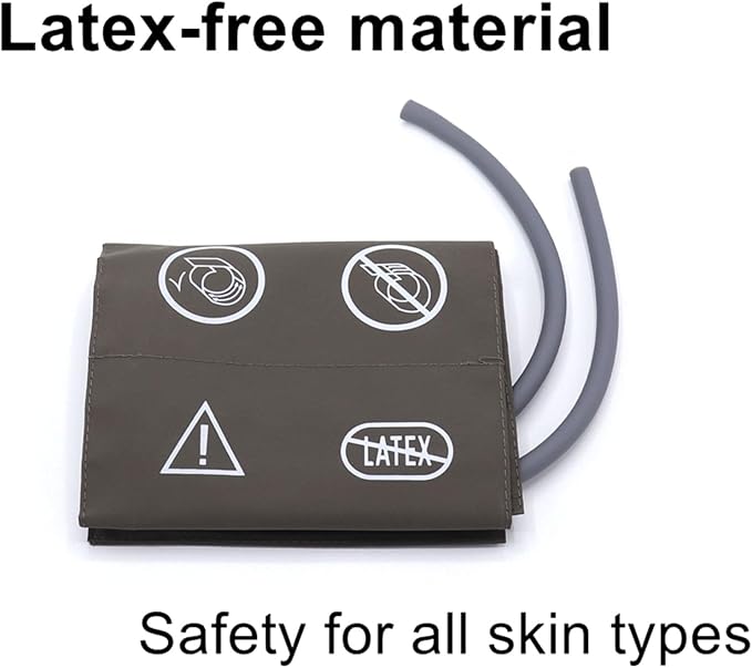 NIBP Cuff with BP12 Connectors for Adult, 27-35 cm Dual Tubes Reusable PU Brown Replacement Blood Pressure Cuff with Inner TPU Airbag