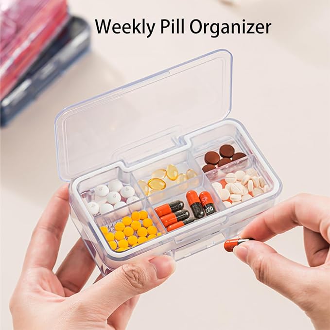 Double-Layered Multifunctional Pill Organizer with Pill Cutter, Crusher, and Splitter – Travel Size Pill Box