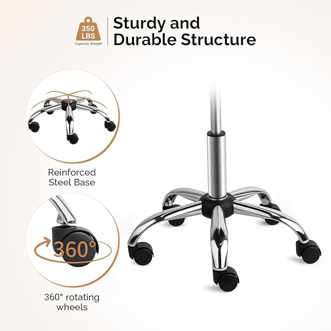 OmySalon Saddle Stool Rolling Chair, Ergonomic Saddle Chair with Swivel Wheels, Adjustable Hydraulic Stylist Cutting Stool for Salon Tattoo Massage Office Medical, Black