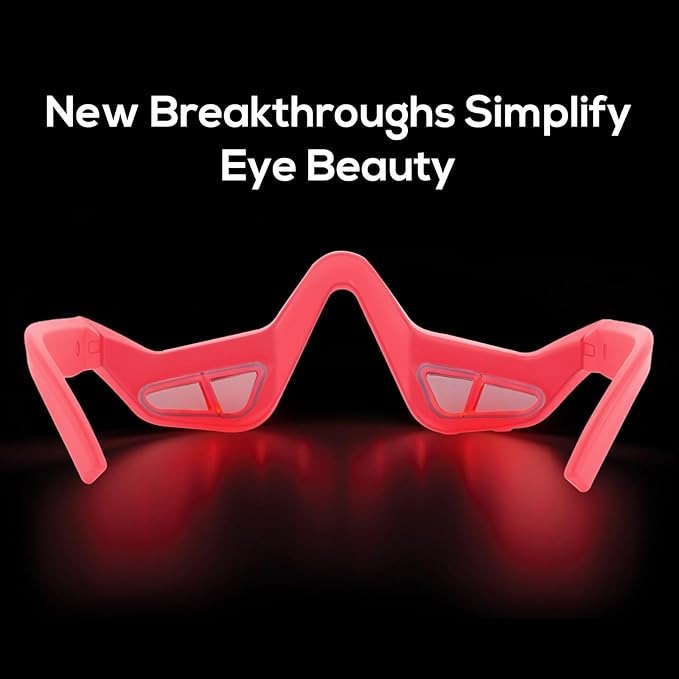 Under-Eye Red Light Therapy Device, & Microcurrent Eye Massager, Puffiness, Eye Bags - Red Light Therapy Glasses for Reducing Wrinkles and Fine Lines(Pink)