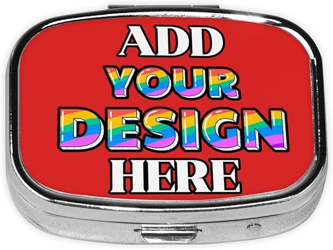 Custom Pill Container, Medicine Pill Box Case Organizer Travel Pill Holder Vitamin for Purse Med Wallet Portable Mini Pastillero Square, Red, Personalized Gifts