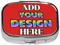 Custom Pill Container, Medicine Pill Box Case Organizer Travel Pill Holder Vitamin for Purse Med Wallet Portable Mini Pastillero Square, Red, Personalized Gifts