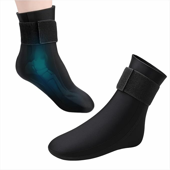 Foot Cold & Hot Gel Pack Sock for Neuropathy, Plantar Fasciitis, Gout, Swelling, Sprains, Heel & Ankle Pain Relief, Injury Recovery Cooling Compress Wrap (Black-2pcs)