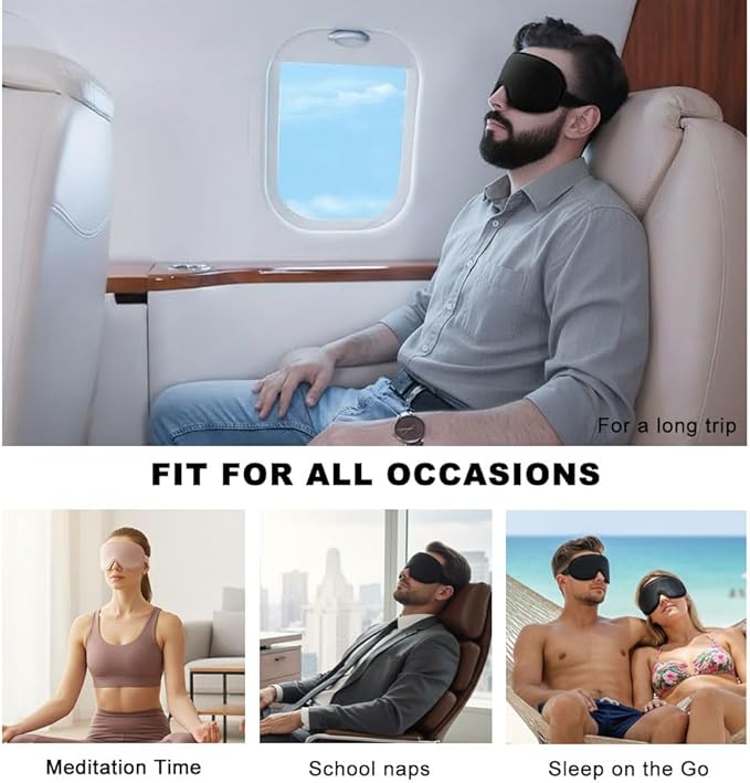 3D Sleep Mask for Side Sleepers, Blackout & Zero Pressure - Breathable Memory Foam, Adjustable Strap - for Travel, Yoga & Meditation Pink