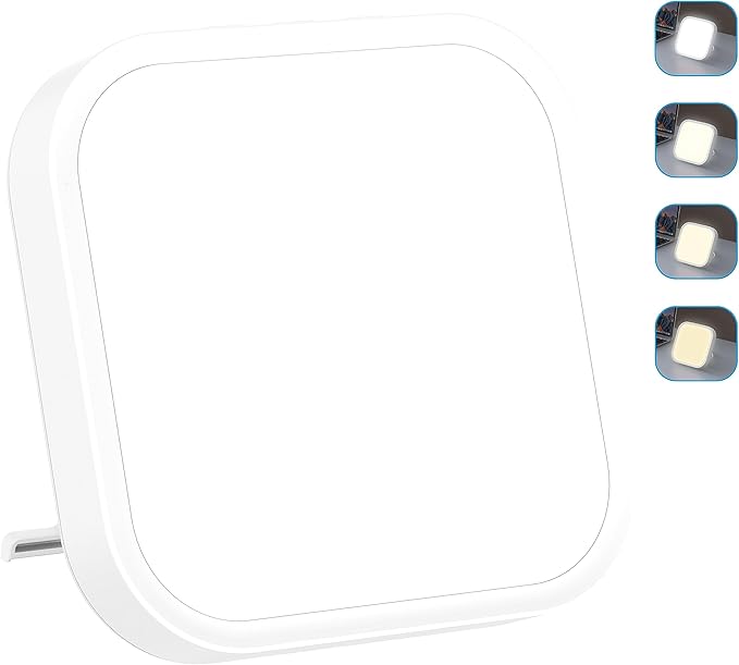 Qoosseine Light Therapy Lamp - 10000 Lux UV-Free Light Box with 4 Brightness Levels, 4 Color Temperatures, 4 Timer Functions and Memory Function - Portable for Home/Office