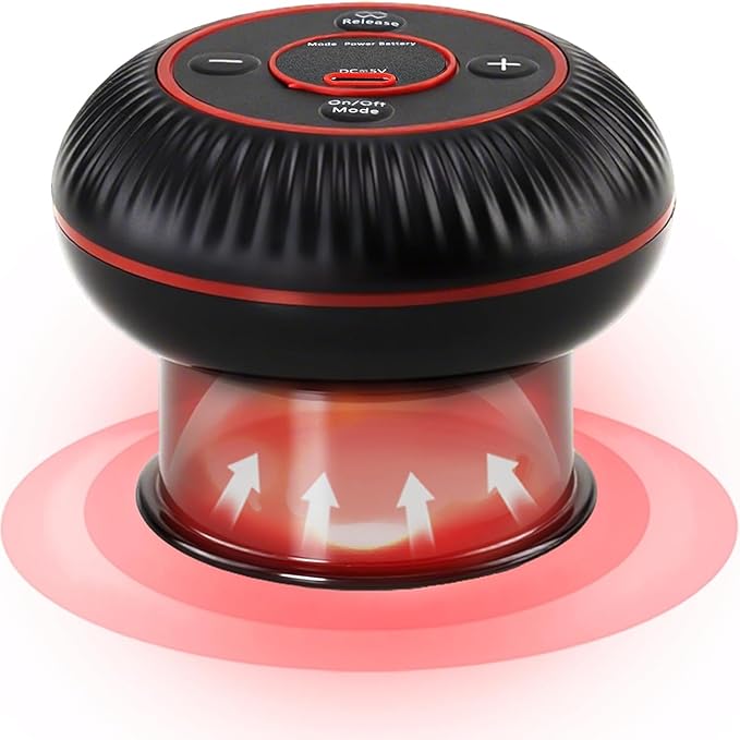 Electric Smart Cupping Set - 4 in 1 Cupping Kit for Massage Therapy, 12 Levels of Suction Strength and Red Light for Targeted Pain Relief, Great Gift for Parents, Friends