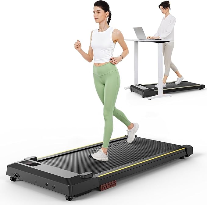 UREVO Walking Pad, Under Desk Treadmill for Home Office, Portable Desk Treadmill with Double Shock Absorption Remote Control LED Display, 265 Lb Capacity