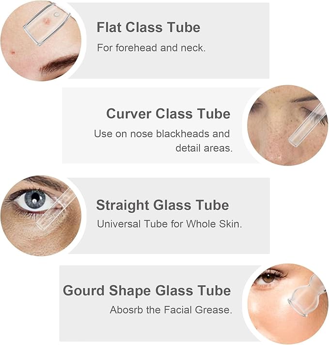 Elitzia Four Types of Acne Blackhead Absorbing Glass Tube Types Multiple Use Electrotherapy Beauty Machine Accessories 10/Set of The Same Type ETD215SA (Erect)