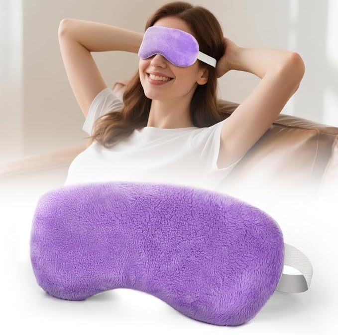 Microwave Heated Eye Mask, Steam Warm Compress for Dry Eyes, Work with Relieve, Blepharitis & Stye Treatment (Purple)