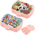 C'eitura 2pcs DIY Panda & Owl Diamond Art Painting Pink Pill Organizer with 6 Lid Detachable Compartments, Fun DIY Craft Project for Adults, Elegant Pill Case for Purse & Travel