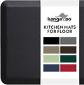 KANGAROO Thick Ergonomic Anti Fatigue Mats for Kitchen Floor, 48x20, Cushioned Standing Office Desk Mat, Waterproof Scratch Resistant Topside, Supportive All Day Comfort Padded Foam Rugs, Black