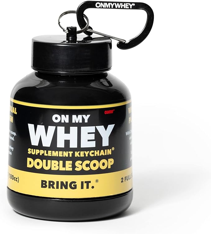 ONMYWHEY Protein Powder Container to Go - Travel Water Bottle Funnel for Mixes, Portable Pre Workout Supplement Containers & Dispenser Funnels, Mini Preworkout Supplements Holder Keychain Bottles