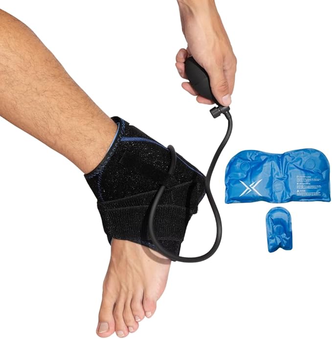 Compression Ankle Ice Pack - Ice Compression Ankle Wrap for Pain Relief | Soft Cold Brace for Recovering Injuries | Support for Swelling, Sprains, & Fractures | Reusable Gel, Fits Small & Large Feet